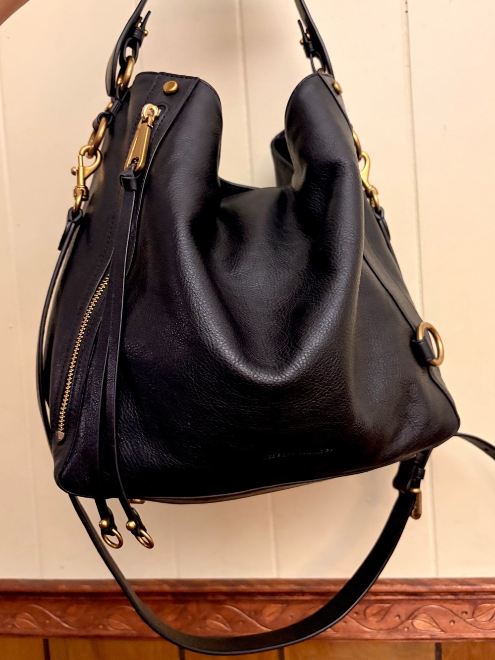 Rebecca Minkoff 
M.A.B.💋
Elegant Black Leather Hobo Bag